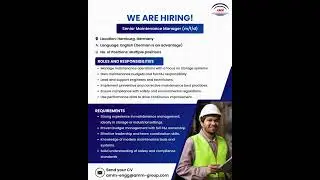 We&rsquo;re #Hiring || Position: Senior Maintenance Manager (m/f/d)