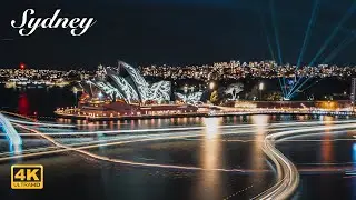 [4K] Sydney Australia Walking Tour - VIVID 2022 Light Show at Opera House