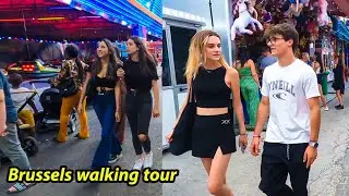 Brussels walking tour 4k | brussels vlog | brussels nightlife