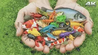 Hand Catching 100+ RARE & Colorful Tiny Animals! Relaxing Nature Video
