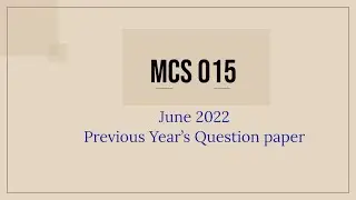 MCS 15 Question Paper| June 2022| IGNOU Previous Years Question paper|