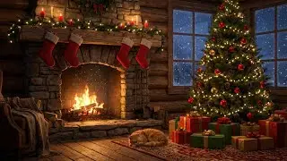 Cozy Winter Fireplace Ambience  Warm Crackling Fire Sounds 3 Hours