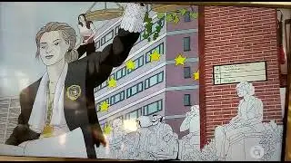 Mural realizado junto a Paco Roca en el hall de la Facultad de Derecho de Val&egrave;ncia. 