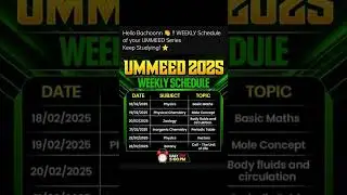 Weekly Schedule UMMEED 2025 #PW#UMMED 2025 #neet2025 #shorts #video #competition wallah #exam