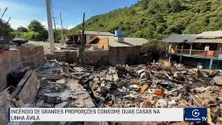 Inc&ecirc;ndio consome duas casas na Linha &Aacute;vila