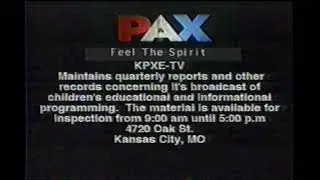 KPXE-TV, Ch. 50, Kansas City, MO, Public File Announcement, Circa 2003 Or 2004