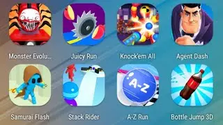 Monster Evolution,Juicy Run,Knock'em All,Agent Dash,Samurai Flash,Stack Rider,A-Z Run,Bottle Jump