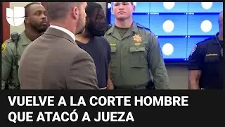 Con m&aacute;scara antiescupitajo, guantes y esposado: as&iacute; volvi&oacute; a la corte el reo que atac&oacute; a una jueza