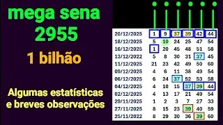 Mega sena 2955 ; observa&ccedil;&otilde;es curiosas dos &uacute;ltimos resultados &mdash; pode haver repeti&ccedil;&otilde;es?