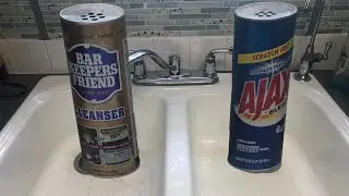 Let&rsquo;s clean a cast iron sink using Bar Keepers Friend cleaner VS Ajax cleaner!