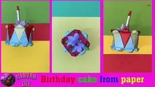 How to make a birthday cake from colored paper materials - Vanvan DIY
