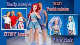 Barbie/Ken 2021 Fashionistas Makeover! Body Swap,Etsy,New hair!!