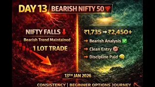 Day 13 Options Trading 🔥 | Bearish Market + One Lot Strategy