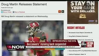Bucs' running back Doug Martin suspended for violating league's drug policy