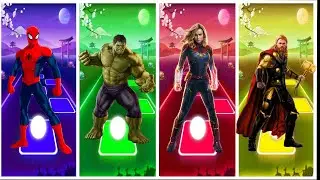 TILES HOP SUPERHEROES. SPIDER MAN VS HULK VS CAPTAIN MARVEL VS THOR #19