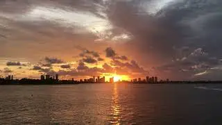 4K Free Stock Footage &ndash; Miami Sunset Over Ocean | No Copyright Beach Video