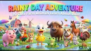 Rainy Day Adventure on the Farm  20 Cute Animals Learn About Rain  Fun Educational Cartoon for Kids