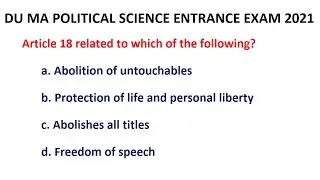 DU MA POLITICAL SCIENCE ENTRACE EXAM 2021