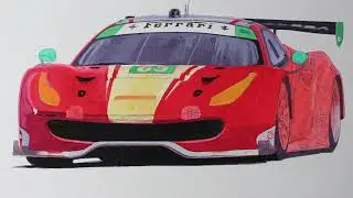 FERRARI 488 - Realistic Car Drawing