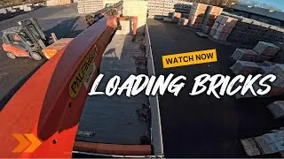 POV 🇩🇪Construction truck with fork crane loading and load securing