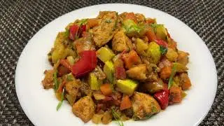 Овощное рагу с куриным филе. Vegetable stew with chicken fillet