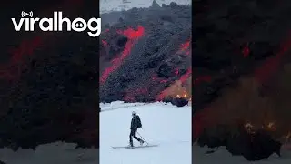 Skiing Next to the Mount Etna Lava Front || ViralHog