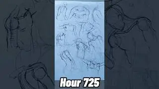 Hour 725 - form, technical skill #art #anatomy #drawing #learning #shorts #10000hrs