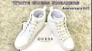 Quick unboxing of White Guess Sneakers High-Top | Anniversary Gift to my wife #shorts