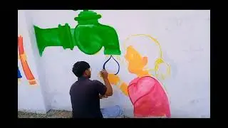 ✨🏫 school wall painting vlog#painting #drawing #vlog #viralvideo #trendingvideo 