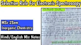 Selection rule for Electionic Spectroscopy in hindi notes || MSc Inorganic chemistry hindi notes