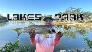 Fishing at Lakes Park in Ft. Myers Fl. (Hooked on a big snook)