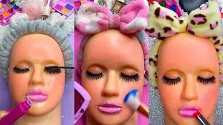 ASMR Makeup Mannequin Skincare Satisfying with Unboxing & Review Sounds Video Fast No talking pink