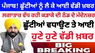 ਛੂੱਟੀਆਂ ਤੇ ਵੱਡੀ ਖ਼ਬਰ। PUNJAB HOLIDAY ALERT। PUNJABI NEWS। WINTER VACATION 2025 #holidaynews