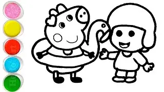 Cute Pippa Pig Duck and Pocoyo Drawing, Painting and Coloring For Kids and Toddlers_ Child Art
