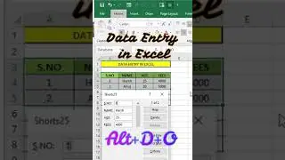 Data Entry in Excel #Shorts