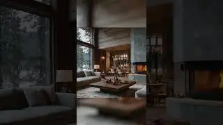 Cozy Luxury Cabin Ambience ❄️ Fireplace, Snowstorm, Forest Sounds | Winter Relaxation #relax #snow