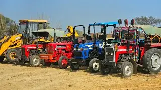 JCB 3dx Eco Machine Loading Mud in New Mahindra 475 got Fired while Running Eicher 380 Massey 241