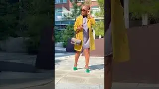 Fall Colorblocking: Green Feather Heels and Mustard Yellow Coat
