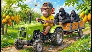 Baby BoBo's Grass Run Turns CHAOS! Tractor Sinks — Genius Rescue! 😱🚜 | Baby BoBo MonkeyLife