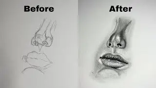 Before & After Realastic Nose & Lips Drawing || Step By Step |