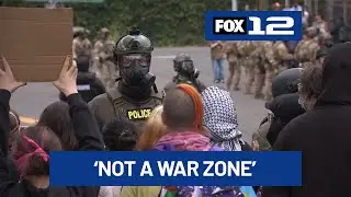 Protesters, counter protesters at Portland ICE building agree city ‘not a war zone,’ troops not need