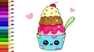 How to draw delicious ice cream | Ice cream drawing and coloring for kids | Drawings And Kids Song