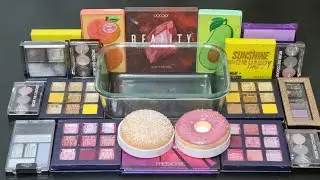 Mixing My Old Unfinished Makeup into Clear Slime, Satisfying Slime Video ASMR.