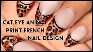 Animal French Cat Eye Nail Design | French Manicure | Gel Polish Nail Art