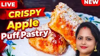 Apple Pastry Recipe | Crispy Bakery Style Apple Puff Pastry 😋 | Live Cooking #hemahomes🧑&zwj;🍳