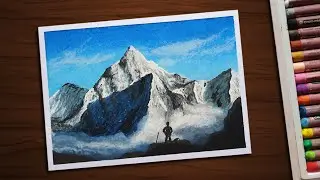 How to Draw Mt. Everest with Oil Pastels for Beginners Step by Step