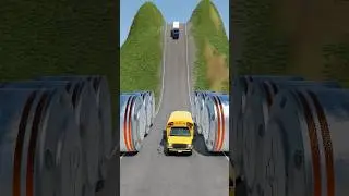 Автомобили и школьные автобусы против гидравлического удара &mdash; BeamNG.Drive
