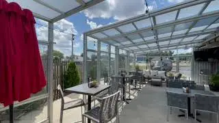 Roll-A-Cover's Retractable Restaurant Patio Enclosure at Brick Works in Smyrna, DE