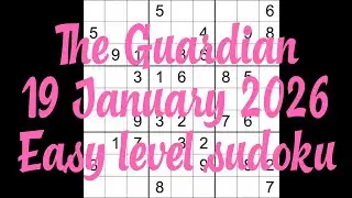 Sudoku solution – The Guardian 19 January 2026 Easy level