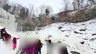 Frozen Waterfall Hike 5070 The camera can&rsquo;t capture this？#canadaontheroad #travel #toronto #shorts